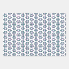 Hoja De Papel De Regalo Flower Shape Plaid Pink Teal