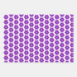 Hoja De Papel De Regalo Flower Shape Plaid Purple Pink