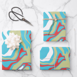 Hoja De Papel De Regalo Flowing Liquid Curves and Color Bands