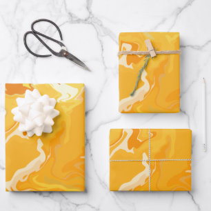 Hoja De Papel De Regalo Flujo abstracto naranja vibrante