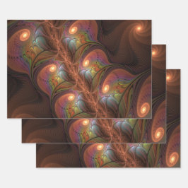 Hoja De Papel De Regalo Fluorescente colorido Resumen Fractal marrón moder