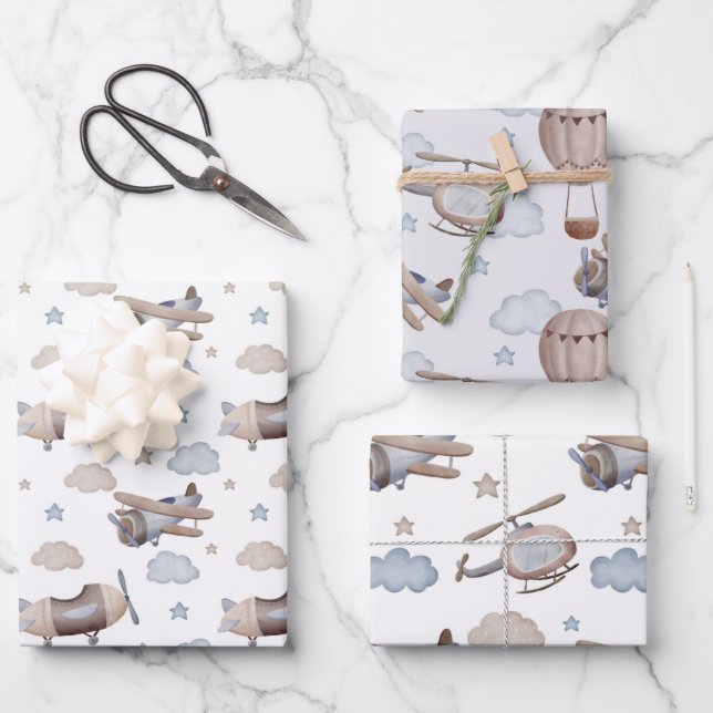 Hoja De Papel De Regalo Flying Machines  (Anverso)