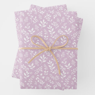 Hoja De Papel De Regalo Follaje de Otoño Neutral - Lila Cálido