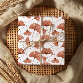 Hoja De Papel De Regalo Follaje moderno de ginkgo en terracota