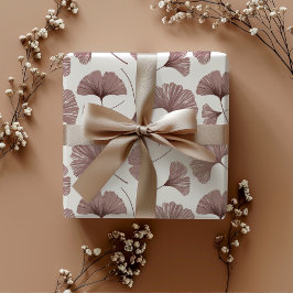 Hoja De Papel De Regalo Follaje moderno de ginkgo rosa polvoriento