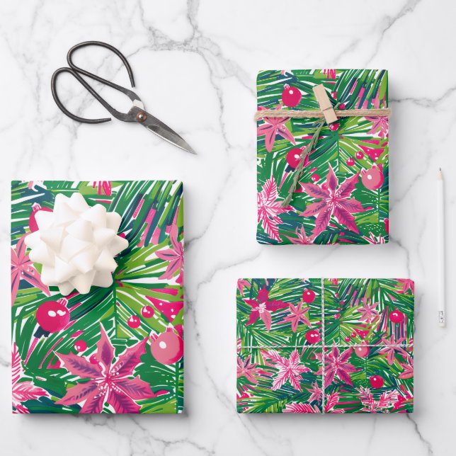 Hoja De Papel De Regalo Follaje Navideño Divertido (Anverso)