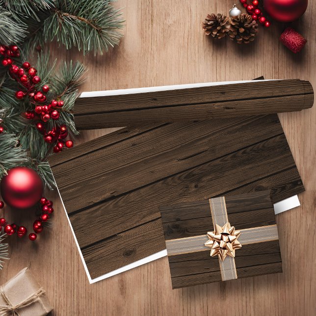 Hoja De Papel De Regalo Fondo De Madera Rústica (Rustic Wood Background Wrapping Paper Sheets)