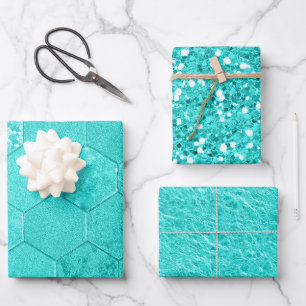 Hoja De Papel De Regalo Fondo de textura verde azul