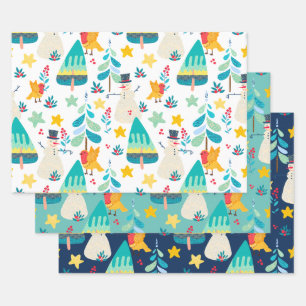 Hoja De Papel De Regalo Fondo personalizado de patrones de Navidades color