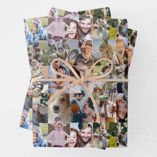 Hoja De Papel De Regalo Forma de rompecabezas del Personalizado del Collag
