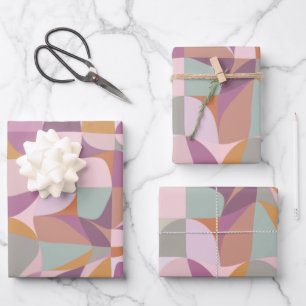 Hoja De Papel De Regalo Formas abstractas coloridas en tonos de ciruela