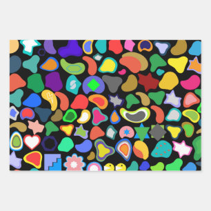 Hoja De Papel De Regalo Formas amorfas coloridas juguetonas
