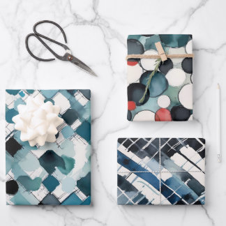 Hoja De Papel De Regalo Formas de acuarela Diamantes Círculos Rectángulos 