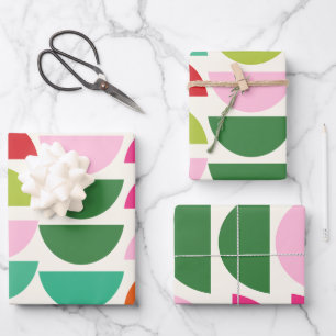 Hoja De Papel De Regalo Formas geométricas coloridas de Navidad modernas