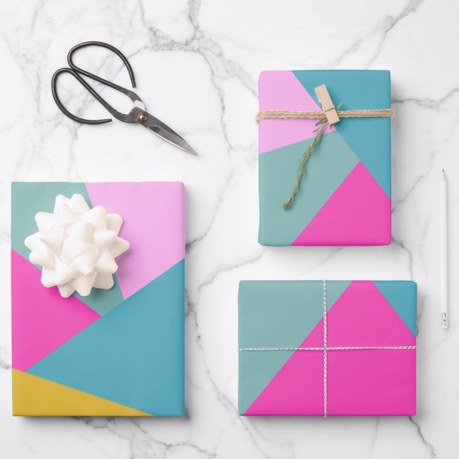 Hoja De Papel De Regalo Formas geométricas luminosas de ráfagas de sol Col (Anverso)