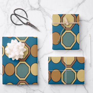 Hoja De Papel De Regalo Formas geométricas vintage de mediados de siglo mo