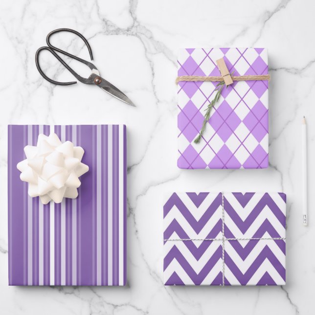 Hoja De Papel De Regalo Formas Moradas (Anverso)