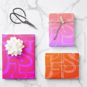 Hoja De Papel De Regalo Formas orgánicas retro coloreadas brillantes