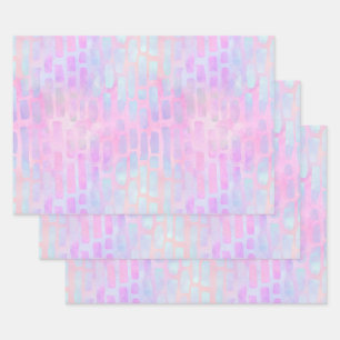Hoja De Papel De Regalo Formas rectangulares azules en fondo rosado