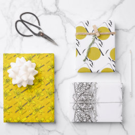 Hoja De Papel De Regalo FORSYTHIA y DOTS y ZIPPY STRIPS Pape