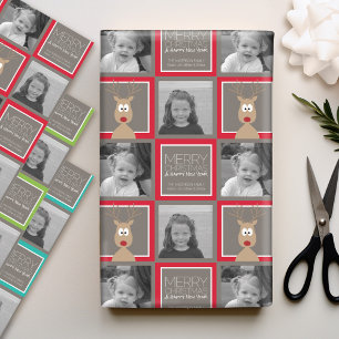 Hoja De Papel De Regalo Foto con renos de dibujos animados con Feliz Navid