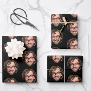 Hoja De Papel De Regalo Foto de Cara Personalizada Divertida y Negra