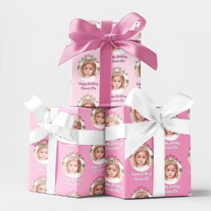Hoja De Papel De Regalo Foto de cumpleaños Princesa Rosa Personalizada