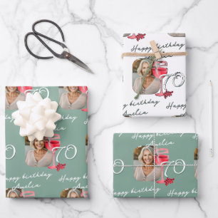 Hoja De Papel De Regalo Foto de fiesta de cumpleaños con copa de vino tint