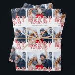 Hoja De Papel De Regalo Foto de la familia Pink Red Merry Christmas Script<br><div class="desc">Moderno Guión Rojo Rosa Merry Christmas Script Family Fotografía De Hojas De Papel Acondicionantes. Tipografía y escritura modernas y de moda. Añade tu foto y texto y haz un regalo dulce y moda de vacaciones.</div>