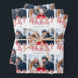 Hoja De Papel De Regalo Foto de la familia Pink Red Merry Christmas Script<br><div class="desc">Moderno Guión Rojo Rosa Merry Christmas Script Family Fotografía De Hojas De Papel Acondicionantes. Tipografía y escritura modernas y de moda. Añade tu foto y texto y haz un regalo dulce y moda de vacaciones.</div>