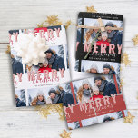 Hoja De Papel De Regalo Foto de la familia Pink Red Merry Christmas Script<br><div class="desc">Moderno Guión Rojo Rosa Merry Christmas Script Family Fotografía De Hojas De Papel Acondicionantes. Tipografía y escritura modernas y de moda. Añade tu foto y texto y haz un regalo dulce y moda de vacaciones.</div>