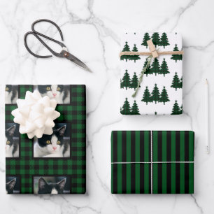 Hoja De Papel De Regalo Foto de mascota con cuadros de Búfalo Navidad