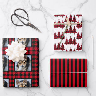 Hoja De Papel De Regalo Foto de mascota con cuadros de Búfalo Navidad
