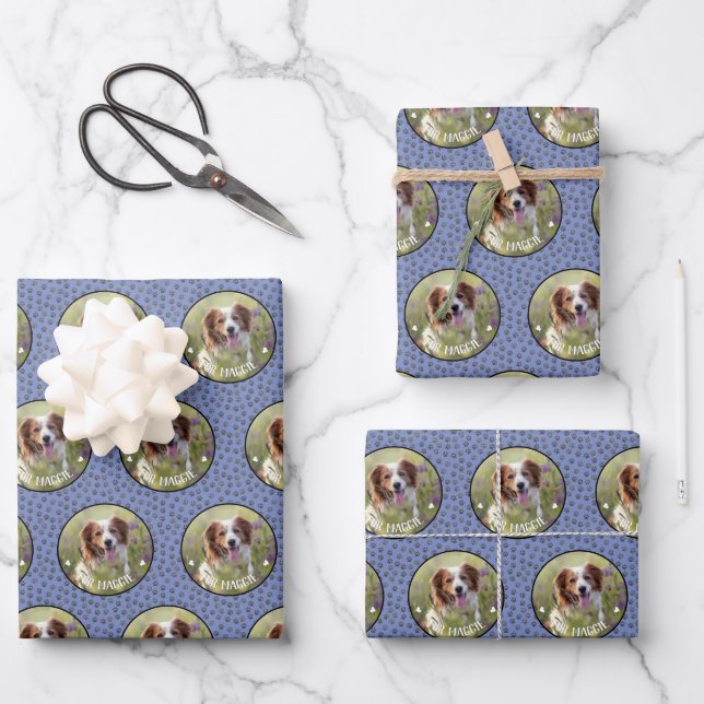 Hoja De Papel De Regalo Foto de perro personalizada (Anverso)
