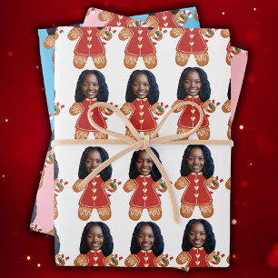 Hoja De Papel De Regalo Foto de personalizado Face Gingerbread Mujeres Nav