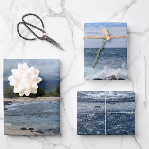 Hoja De Papel De Regalo Foto del paisaje oceánico del paraíso tropical haw