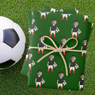 Hoja De Papel De Regalo Foto divertida de jugador de fútbol infantil perso