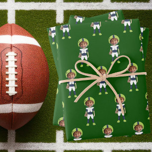 Hoja De Papel De Regalo Foto divertida de niños jugador de fútbol verde pe