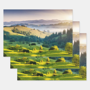 Hoja De Papel De Regalo Foto escénica de la naturaleza de colinas rodantes