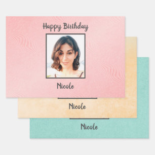 Hoja De Papel De Regalo Foto Y Monograma