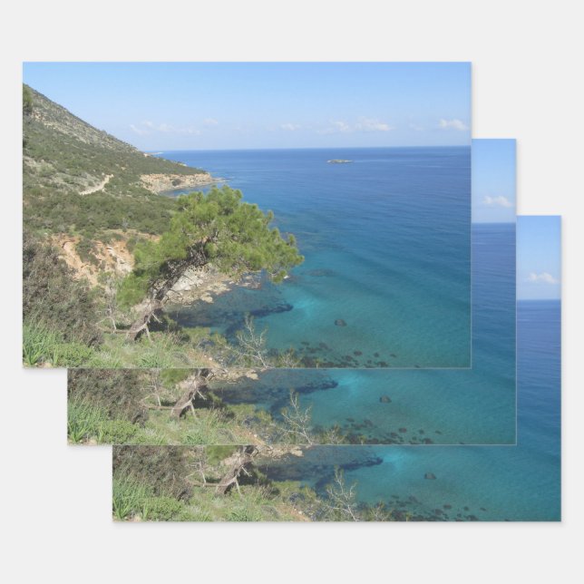 Hoja De Papel De Regalo Fotografía de la naturaleza Montaña y Mar Mediterr (Set)