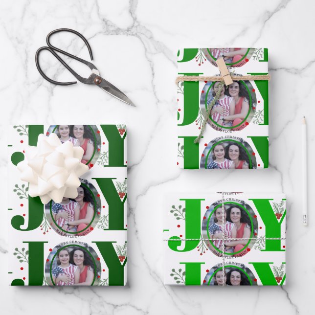 Hoja De Papel De Regalo Fotografía de vacaciones de tres Navidades de Aleg (Anverso)