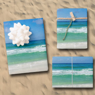 Hoja De Papel De Regalo Fotografía en Playa Cielos Azules Con Ondas