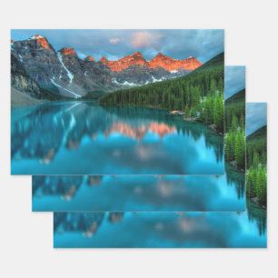 Hoja De Papel De Regalo Fotografía paisajística de Montaña y Lago Escénico