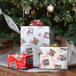 Hoja De Papel De Regalo Fotos de la familia collage de sellos de rehenes d