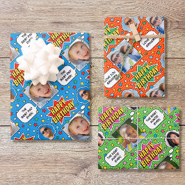 Hoja De Papel De Regalo Fotos del Personalizado de las estrellas del cumpl