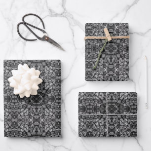 Hoja De Papel De Regalo Fotos en blanco y negro de troncos de árboles cort
