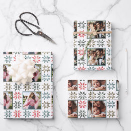 Hoja De Papel De Regalo Fotos Personalizadas Elegantes y Flor de Nochebuen