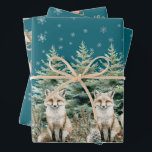 Hoja De Papel De Regalo Fox Christmas Tree Sleigh Snowflakes<br><div class="desc">Fox Christmas Tree Sleigh Snowflakes</div>