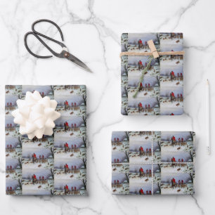 Hoja De Papel De Regalo Fox Hunt Huntsmen Hounds Regresa al Invierno
